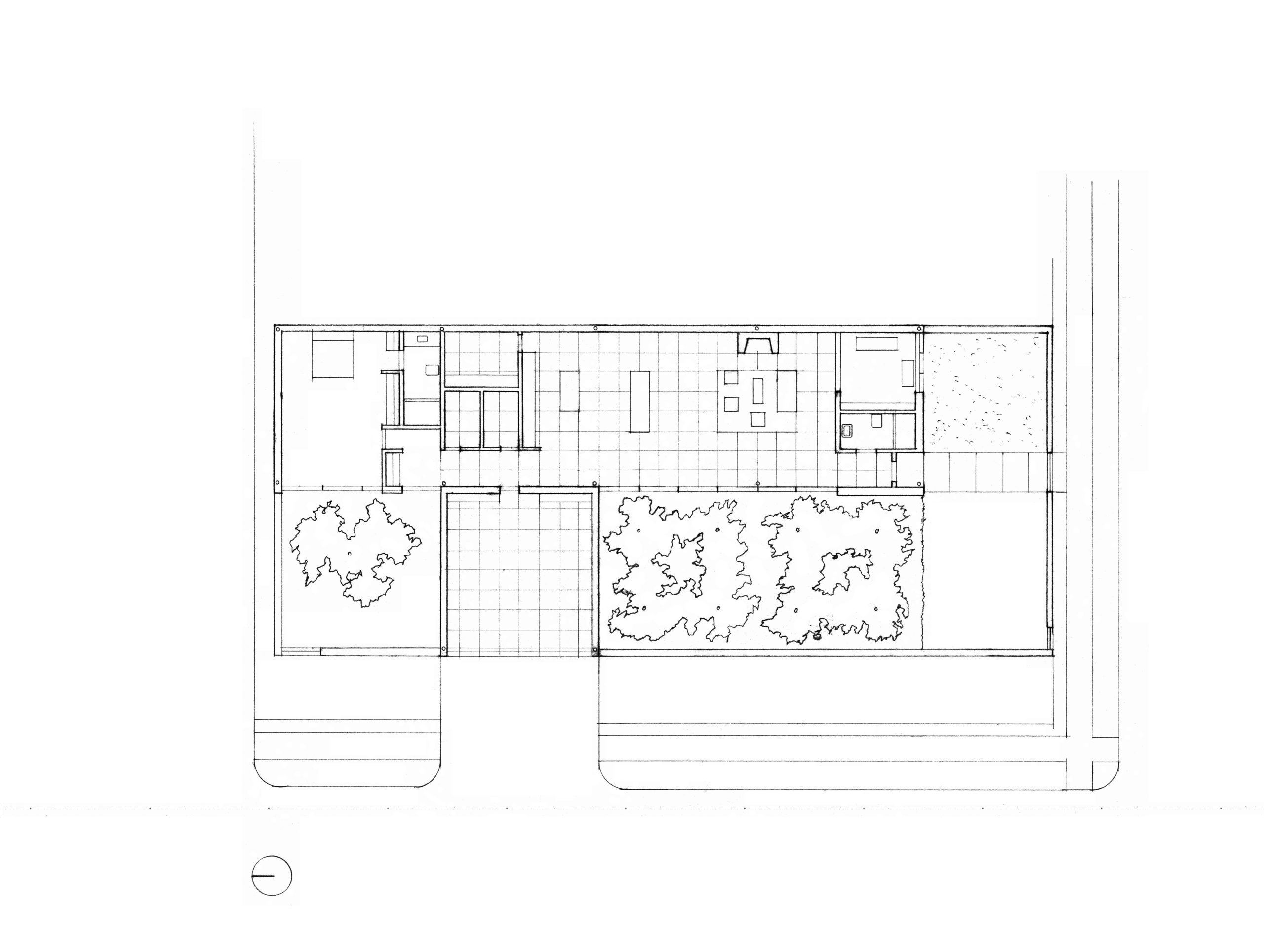mies house plan drawing