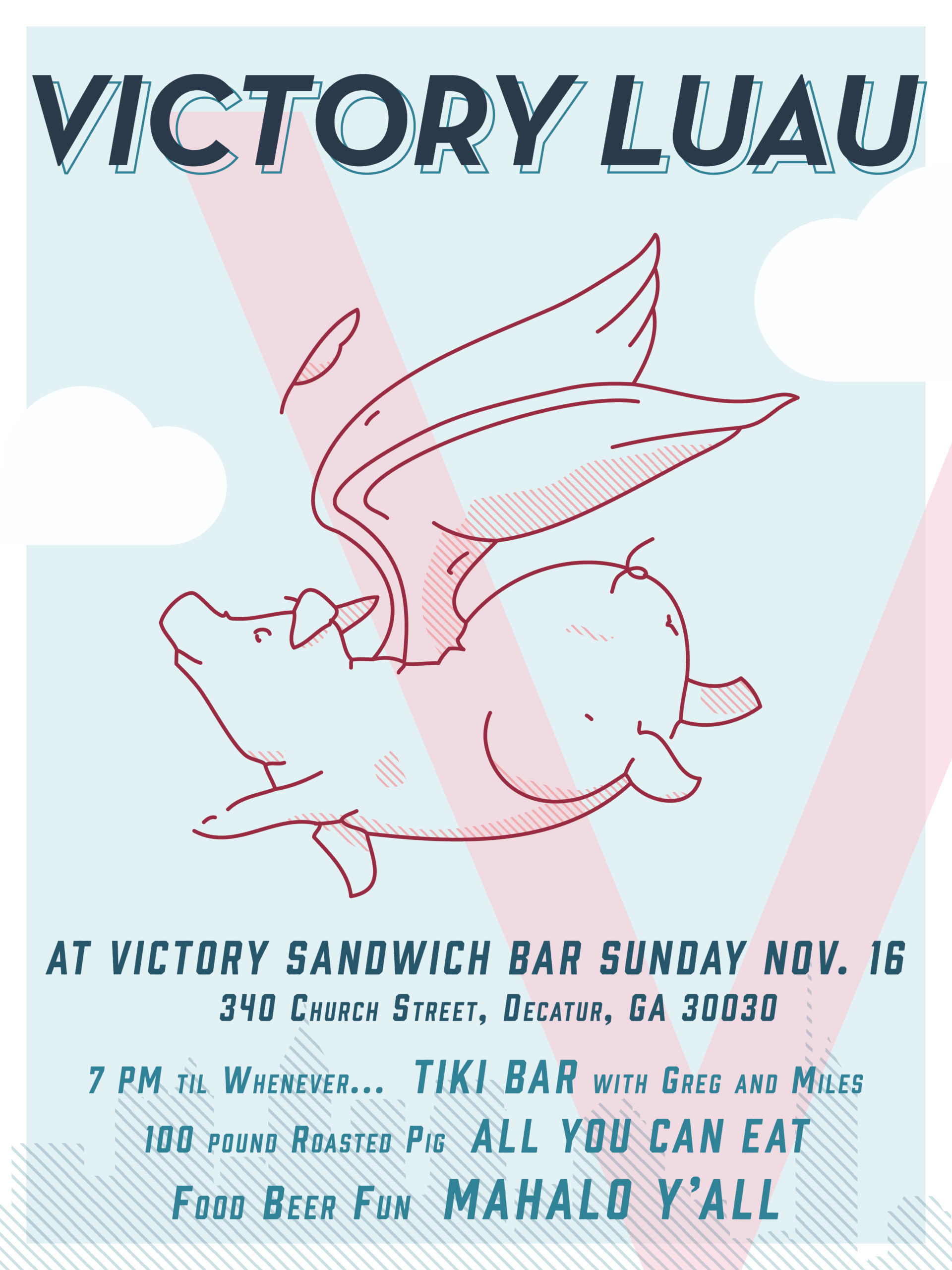 victory sandwich bar luau poster