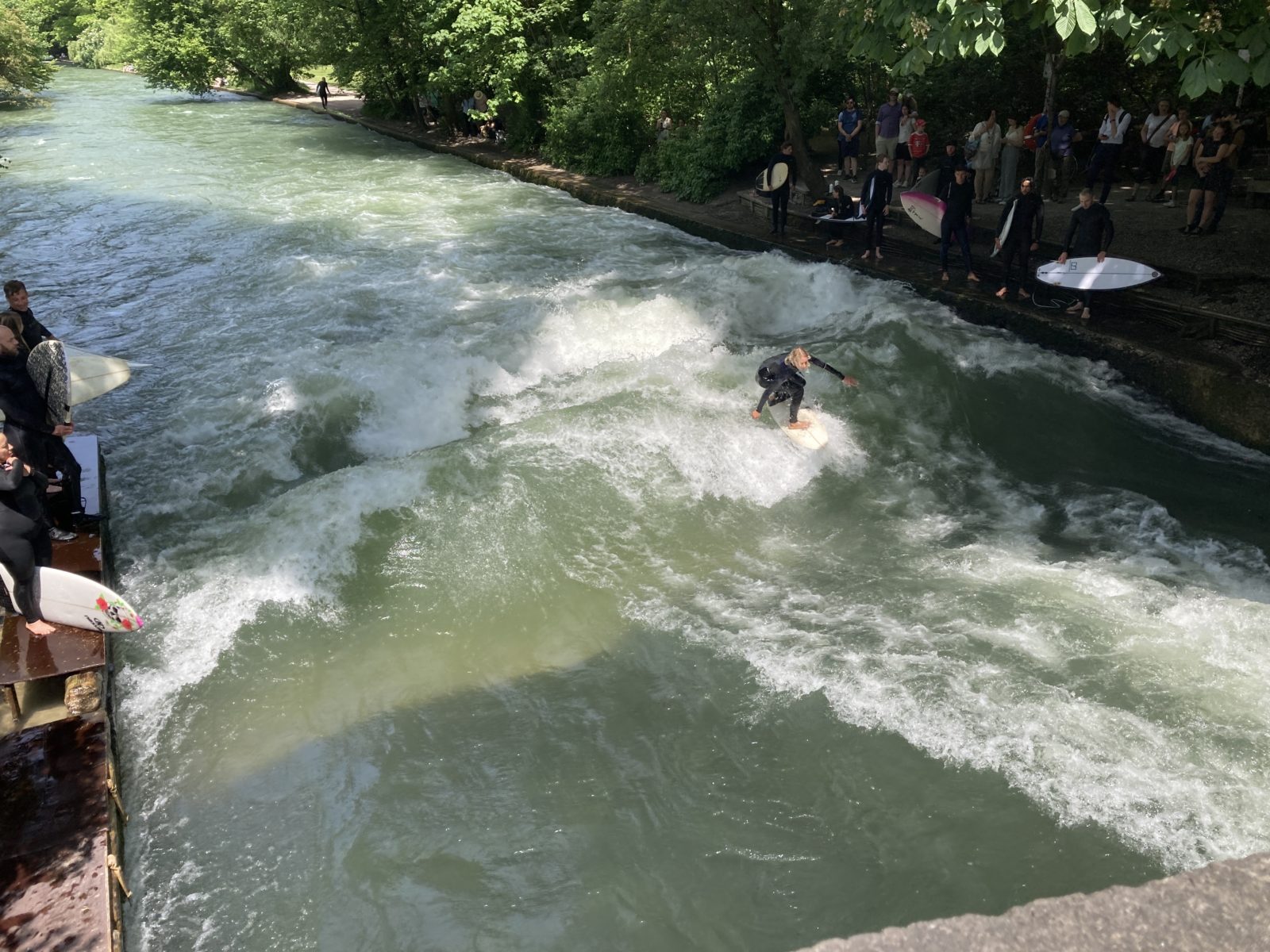 Surfing the river in the park